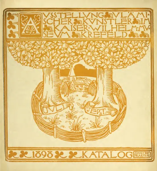 Cover of the exhibition catalog: 'Ausstellung Vlämischer Künstler,' Kaiser Wilhelm Museum, Krefeld, July–September 1898.